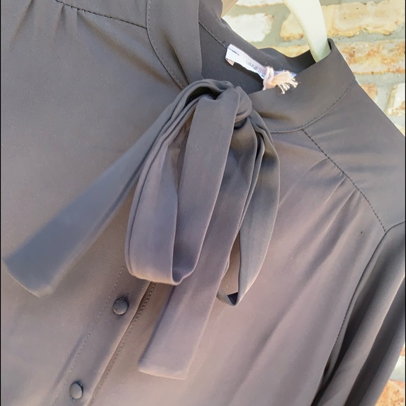 Vanessa Zani Long Sleeve Tie Neck Dress Sz Medium Buttons Hidden zipper … - Picture 11 of 11